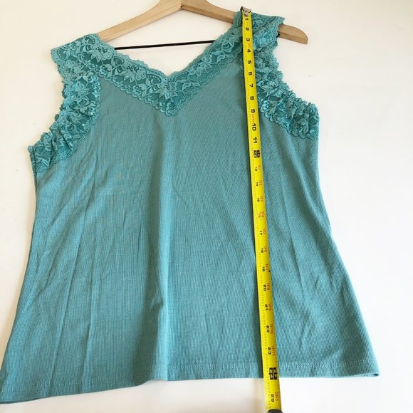 Style & Co stillwater Blue Lace Trim Tank Top XL - Picture 8 of 8